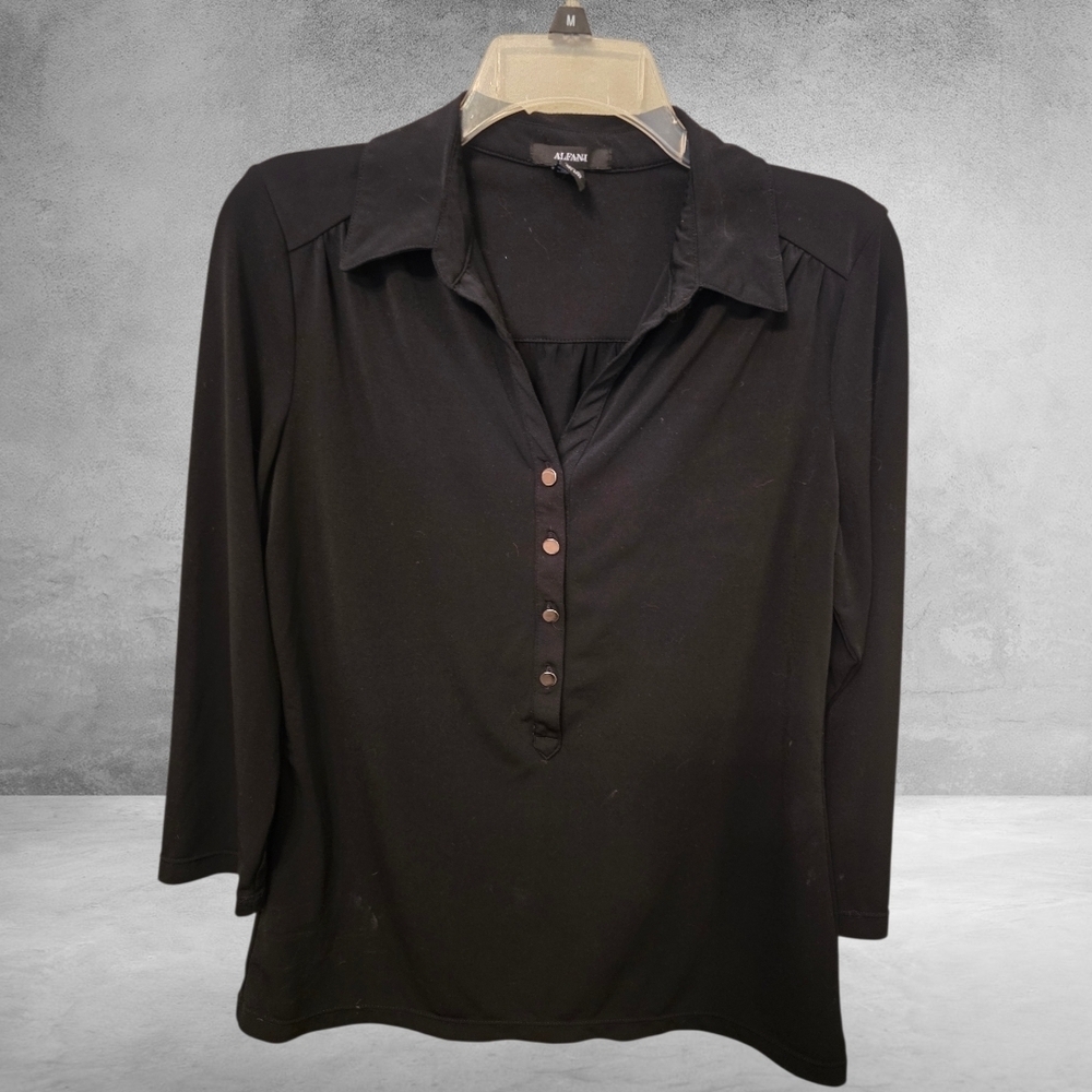 Alfani Women's Elegant Black Button-Down Shirt
